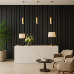 Herringbone Black Acoustic Wood Slat Wall Panel-21mm(24''W × 106''H)